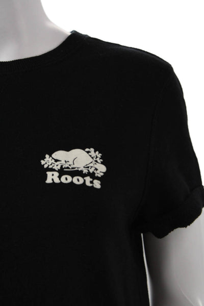 Roots Womens T-Shirt Dress Black Cotton Short Sleeve Pullover Size XS