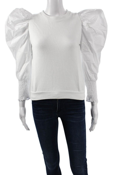 Joes Jeans Womens Pullover Sweatshirt White Crew Neck Cotton Long Sleeve Size M