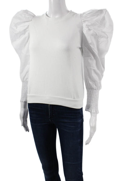 Joes Jeans Womens Pullover Sweatshirt White Crew Neck Cotton Long Sleeve Size M