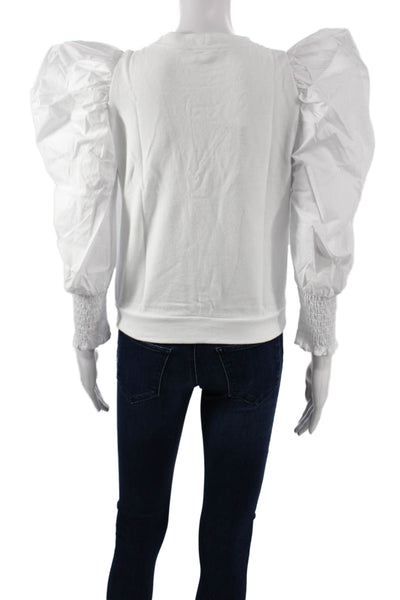 Joes Jeans Womens Pullover Sweatshirt White Crew Neck Cotton Long Sleeve Size M