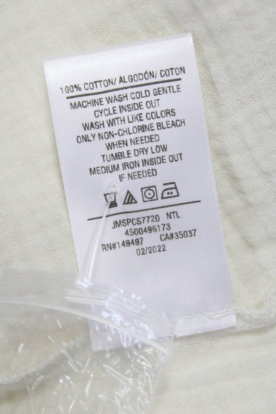 Joes Jeans Mens Shirt Button-Up Ivory Cotton Collared Short Sleeve Solid Size L