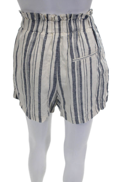 Zara Basic Women Paperbag Striped Rayon Pull On Shorts Ivory Size M