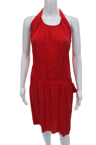 Zara Woman Women Shift Dress Red Halter Sleeveless Knee Length Viscose Size M