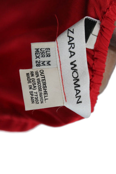 Zara Woman Women Shift Dress Red Halter Sleeveless Knee Length Viscose Size M