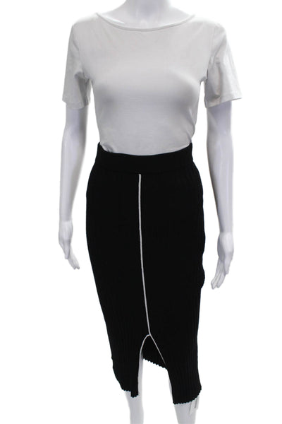 Zara Women Black Viscose Straight Pencil Skirt Pull On Size M