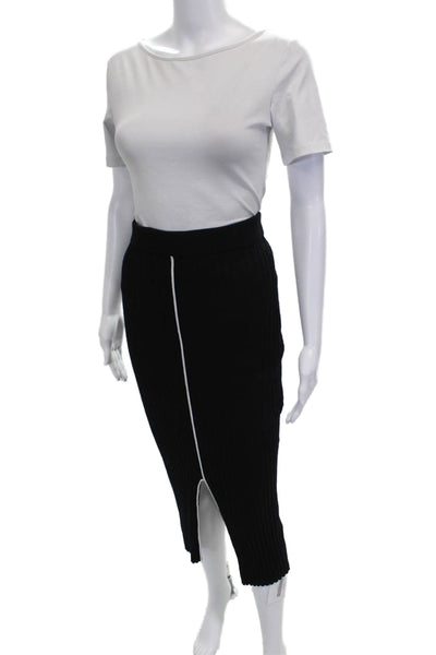 Zara Women Black Viscose Straight Pencil Skirt Pull On Size M