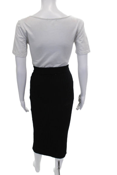 Zara Women Black Viscose Straight Pencil Skirt Pull On Size M