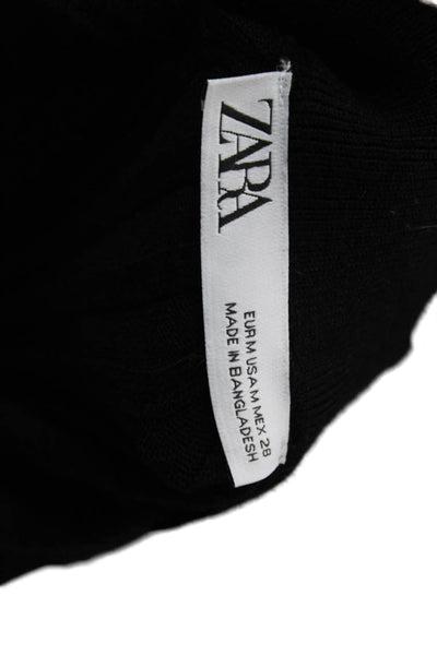 Zara Women Black Viscose Straight Pencil Skirt Pull On Size M
