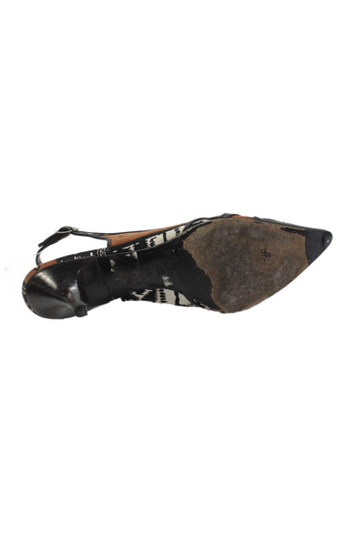 Casadei Womens Abstract Print Pointed Toe Slingbacks Pumps Brown Size 8.5