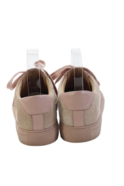 Koio Womens Leather Low Top Lace Up Sneakers Pink Size 38 8
