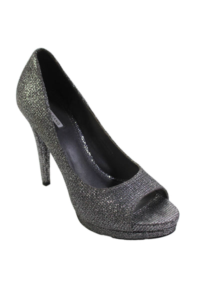 Vera Wang Womens Open Toe Platform Pumps Silver Metallic Size 7.5 Medium