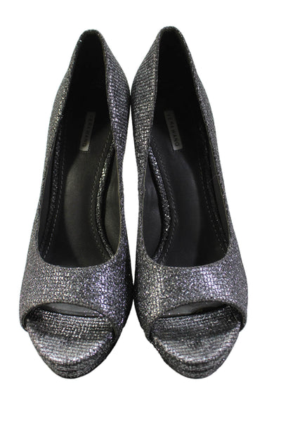 Vera Wang Womens Open Toe Platform Pumps Silver Metallic Size 7.5 Medium