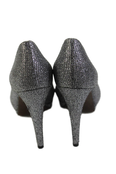Vera Wang Womens Open Toe Platform Pumps Silver Metallic Size 7.5 Medium