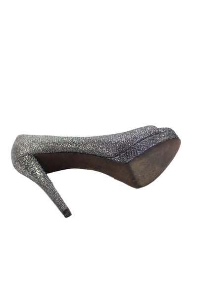 Vera Wang Womens Open Toe Platform Pumps Silver Metallic Size 7.5 Medium