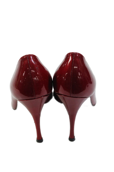 Stuart Weitzman Womens Patent Leather Open Toe Pumps Red Size 8 Medium