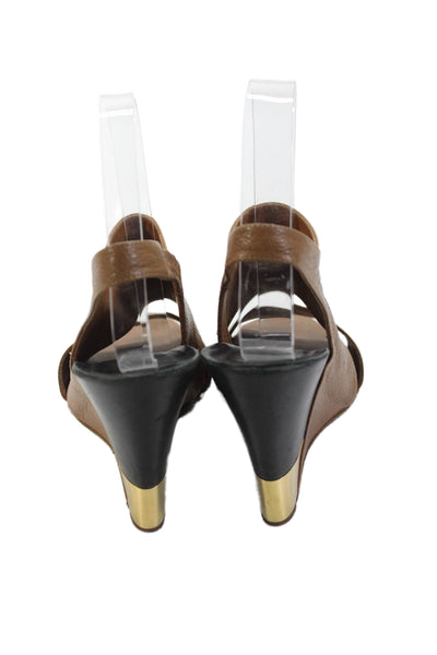 Chloe Womens Leather Wedge Slingbacks Sandals Brown Size 38.5 8.5