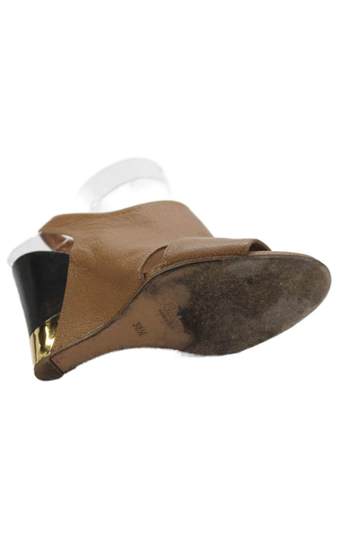 Chloe Womens Leather Wedge Slingbacks Sandals Brown Size 38.5 8.5