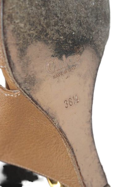 Chloe Womens Leather Wedge Slingbacks Sandals Brown Size 38.5 8.5