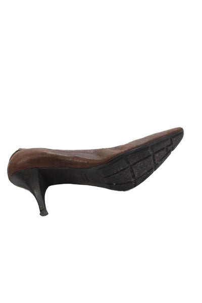 Prada Sport Womens Leather Pointed Toe Pumps Saddle Brown Size 8.5