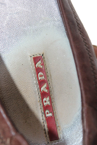 Prada Sport Womens Leather Pointed Toe Pumps Saddle Brown Size 8.5