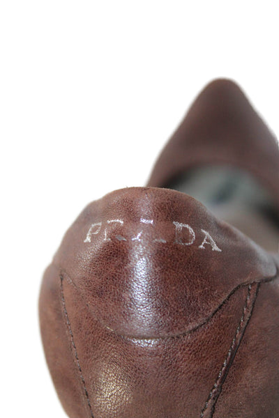 Prada Sport Womens Leather Pointed Toe Pumps Saddle Brown Size 8.5