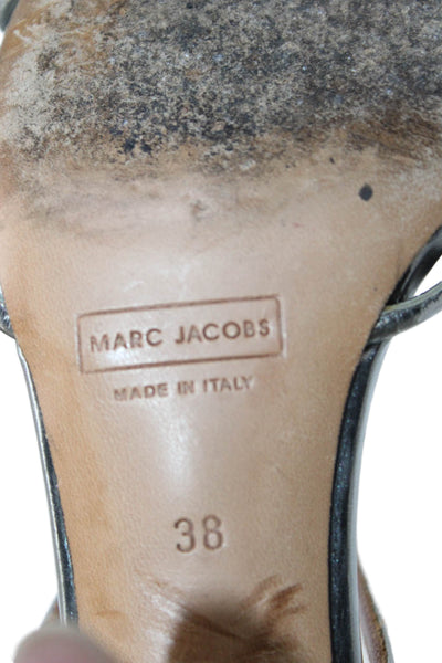 Marc Jacobs Womens Leather Strappy Slingbacks Heels Silver Gold Size 38 8