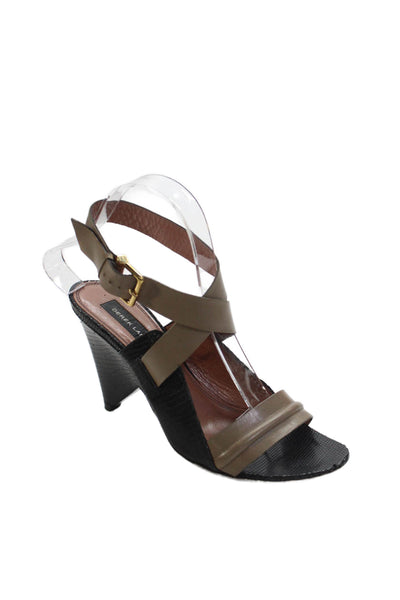 Derek Lam Womens Leather Cross Strap Slingbacks Wedge Sandals Black Size 8 B