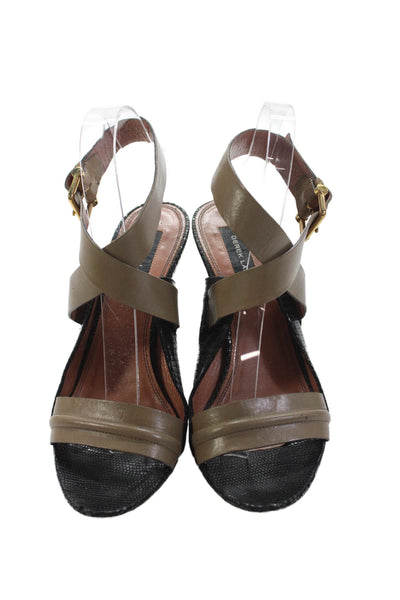 Derek Lam Womens Leather Cross Strap Slingbacks Wedge Sandals Black Size 8 B