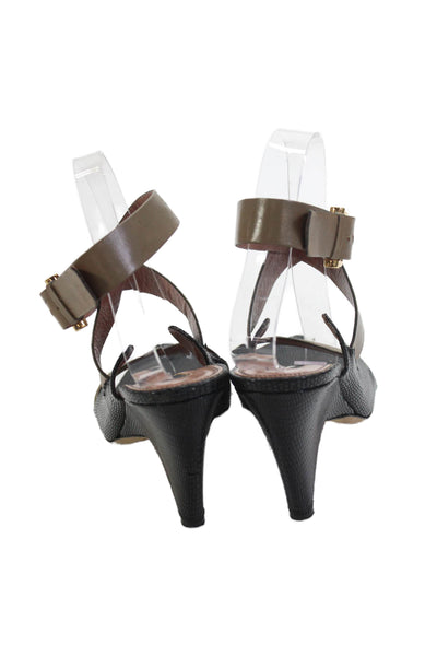 Derek Lam Womens Leather Cross Strap Slingbacks Wedge Sandals Black Size 8 B