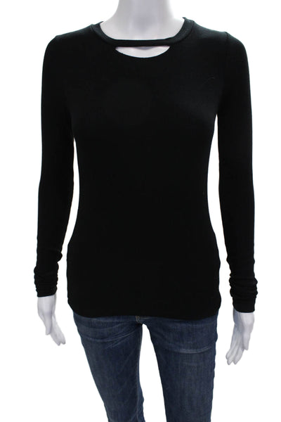 Philanthropy Women Basic Long Sleeve T-Shirt Black Modal Round Neck Size XS