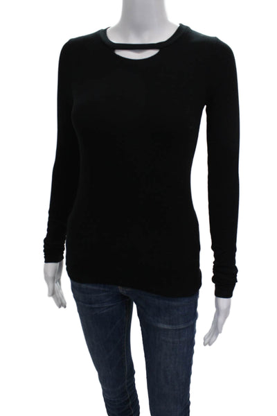Philanthropy Women Basic Long Sleeve T-Shirt Black Modal Round Neck Size XS