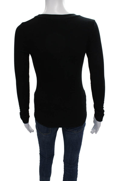 Philanthropy Women Basic Long Sleeve T-Shirt Black Modal Round Neck Size XS