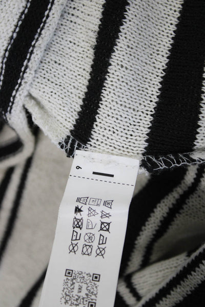 Zara Womens Striped Black Polyester Crewneck Pullover Long Sleeve Size S