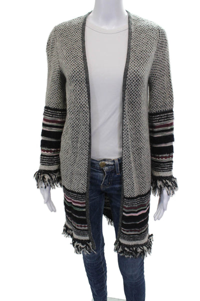 Missoni Womens Cardigan Gray Striped V Neck Merino Wool Long Sleeve Size 38