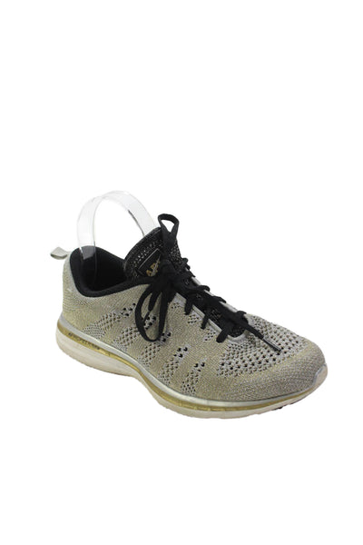 APL Womens Metallic Low Top Running Sneakers Silver Size 7.5