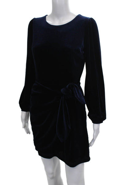 Yumi Kim Womens Wrap Dress Blue Long Sleeve Round Neck Zip Polyester Size L