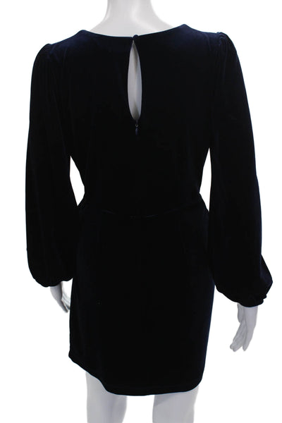 Yumi Kim Womens Wrap Dress Blue Long Sleeve Round Neck Zip Polyester Size L