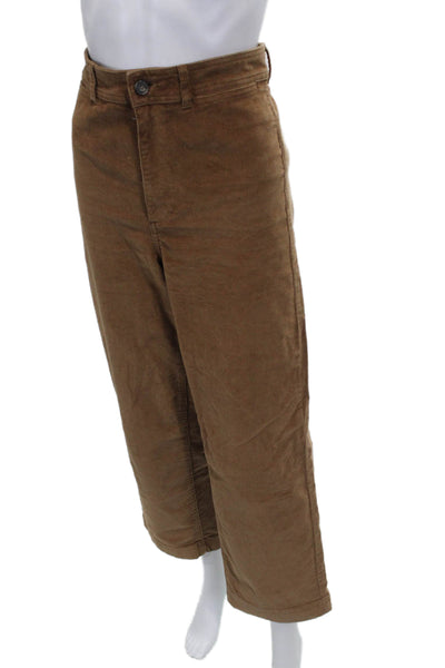 Everlane Women Brown Cropped Pants Cotton Blend Button Inseam 28 Size 6