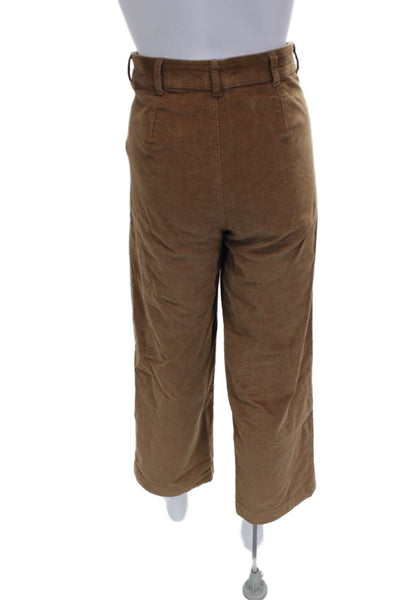 Everlane Women Brown Cropped Pants Cotton Blend Button Inseam 28 Size 6