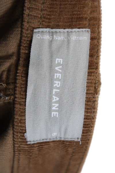 Everlane Women Brown Cropped Pants Cotton Blend Button Inseam 28 Size 6