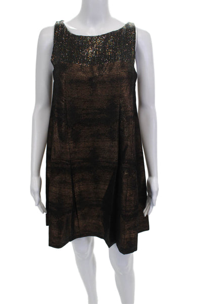 Nanette Lepore Women Shift Dress Black Boat Neck Sleeveless Size 2