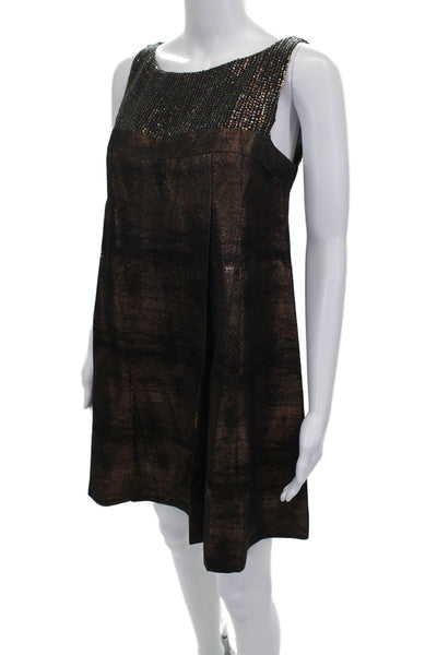 Nanette Lepore Women Shift Dress Black Boat Neck Sleeveless Size 2