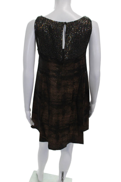 Nanette Lepore Women Shift Dress Black Boat Neck Sleeveless Size 2