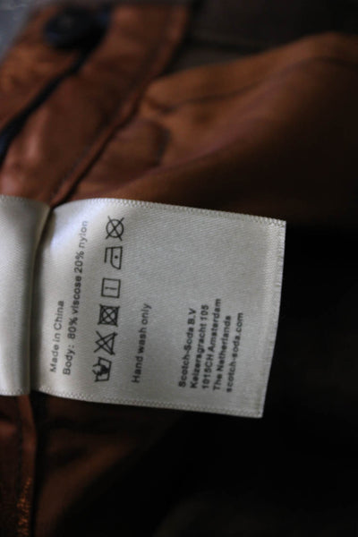 Scotch & Soda Women Dress Pants Brown Viscose Zip Inseam 29 Size 28