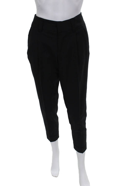 Alice + Olivia Womens Cropped Black Virgin Wool Pants Zip Size 2