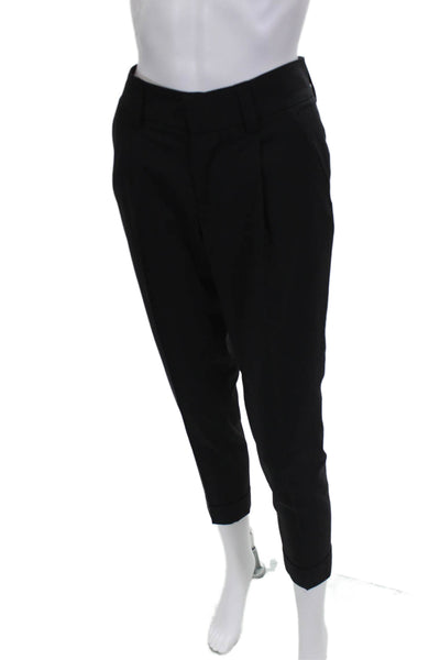 Alice + Olivia Womens Cropped Black Virgin Wool Pants Zip Size 2
