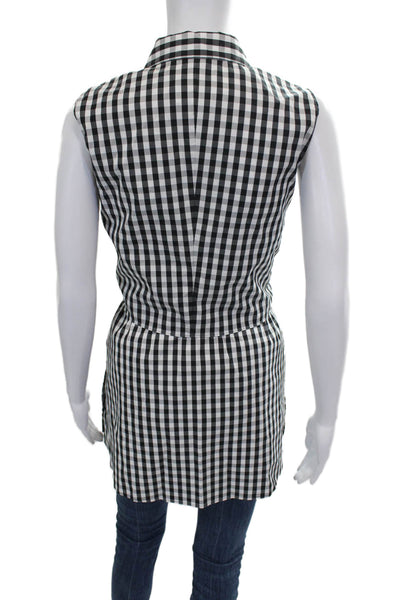 Lafayette 148 New York Women Sleeveless Collared Check Cotton Tunic Size S