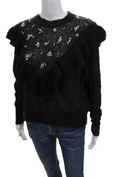 Wildfox Women Alpaca Pullover Black Crew Neck Size XS