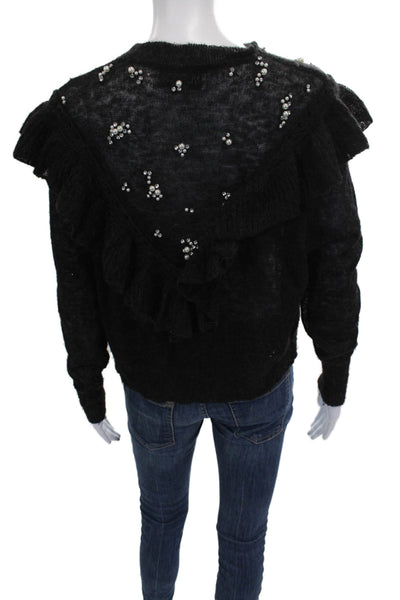 Wildfox Women Alpaca Pullover Black Crew Neck Size XS