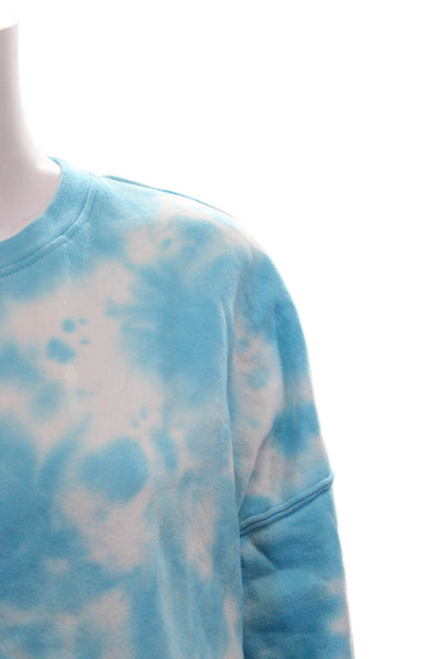 Aqua Womens Tie Dye Print Sweat Suit Blue White Cotton Size Small